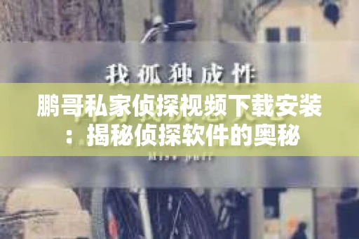 鹏哥私家侦探视频下载安装：揭秘侦探软件的奥秘