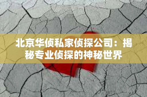 北京华侦私家侦探公司：揭秘专业侦探的神秘世界