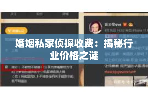 婚姻私家侦探收费：揭秘行业价格之谜