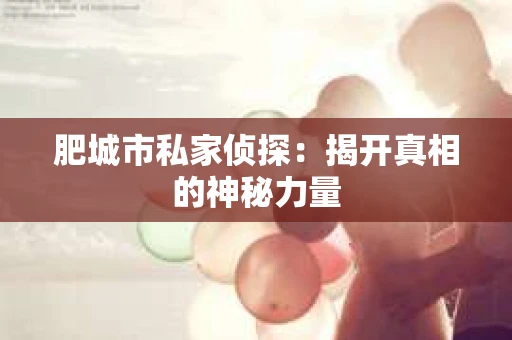 肥城市私家侦探：揭开真相的神秘力量