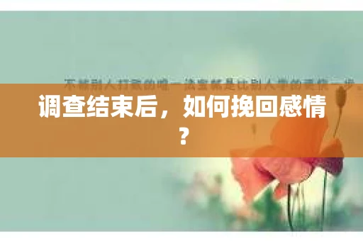 调查结束后,如何挽回感情? 调查结束后,如何挽回感情?